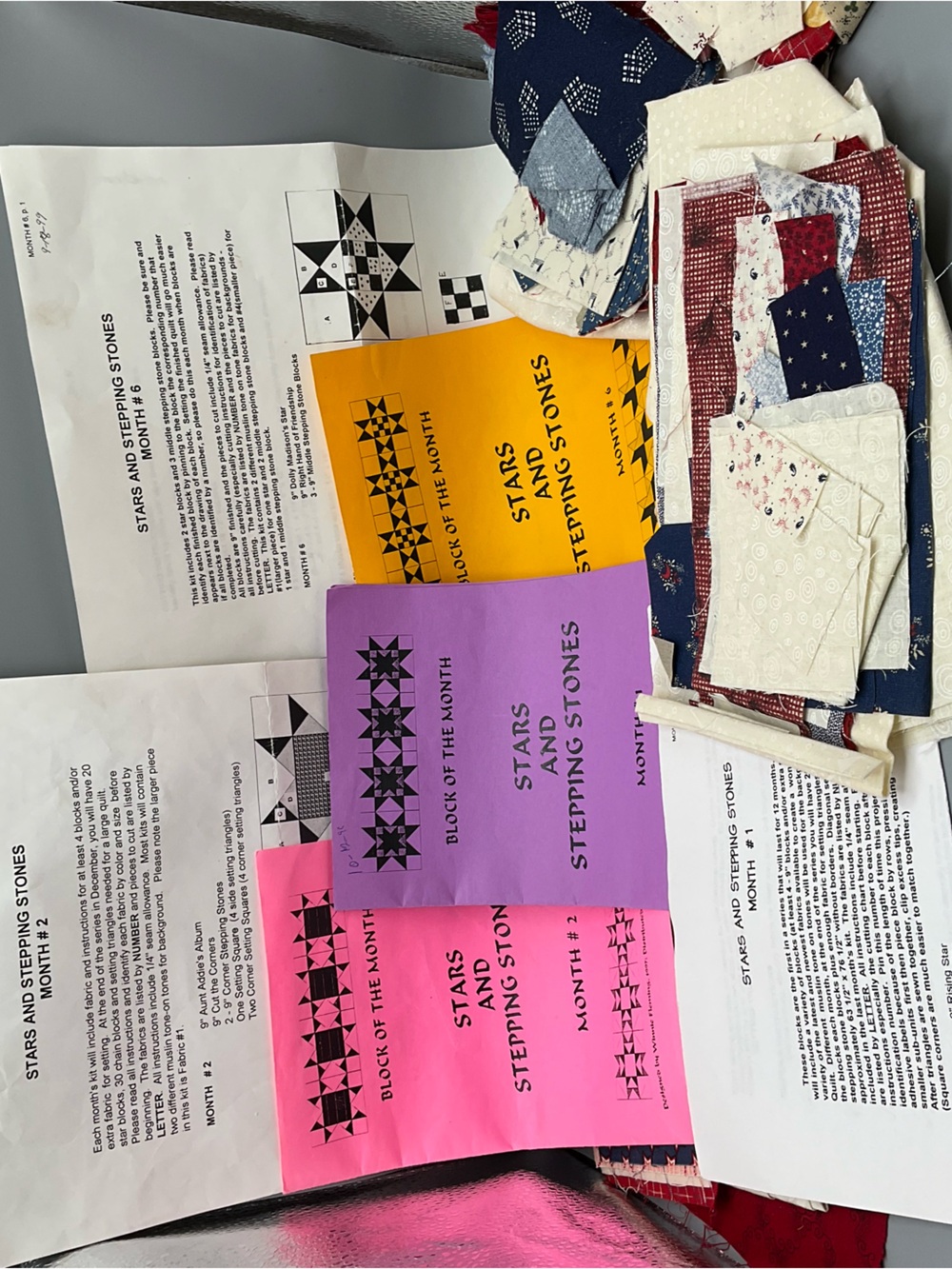Stars & Stepping Stones Block of the Month Partial Quilting Kits Months #1, 2 &6
